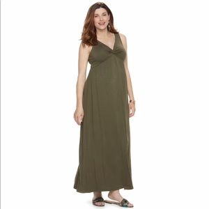 NWT olive green maternity knot front v neck dress